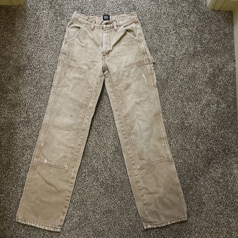 brown faded carpenter jeans